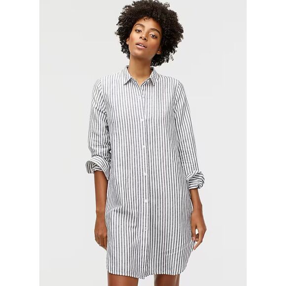 J. CREW Classic-Fit Beach Shirt in Striped Linen-Cotton Blend, Sz S - Picture 1 of 11